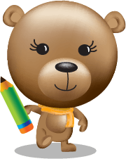 bella the bear holding pencil